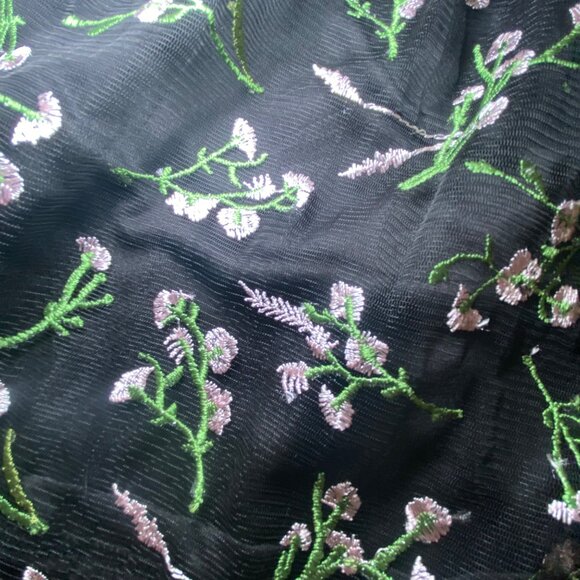 Lulus Floral Embroidered Black Mini Dress Sheer Whimsygoth Witchy Prom Wedding - Picture 5 of 11